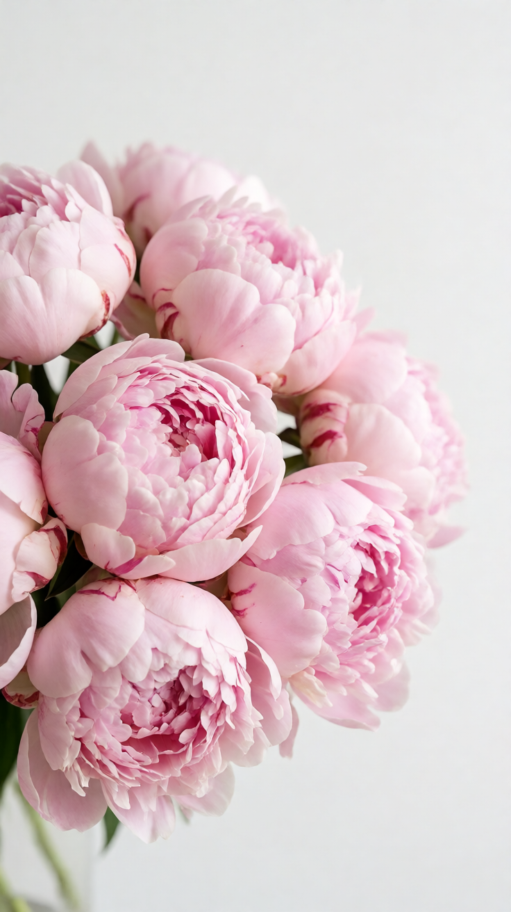 Pink peonies romantic bouquet soft Wallpaper