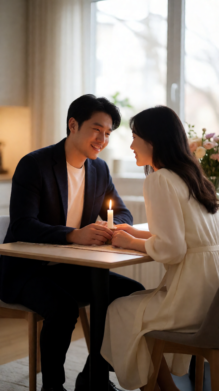 Valentine candle light dinner setting Wallpaper