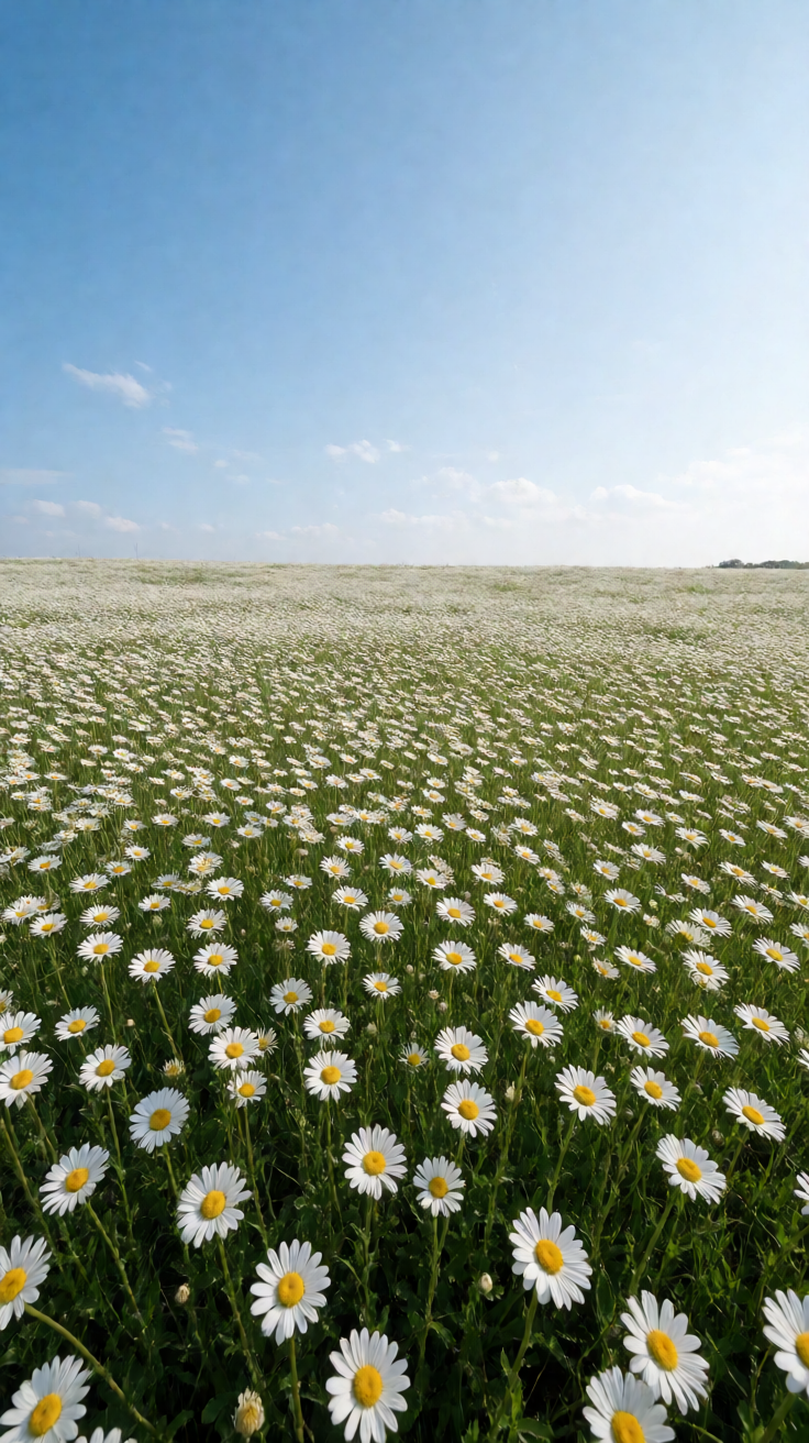 White daisies field blue sky Wallpaper