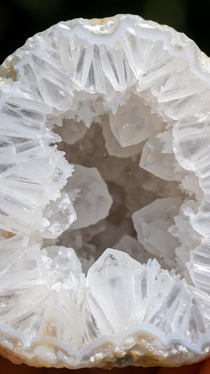 White geode crystal macro Wallpaper
