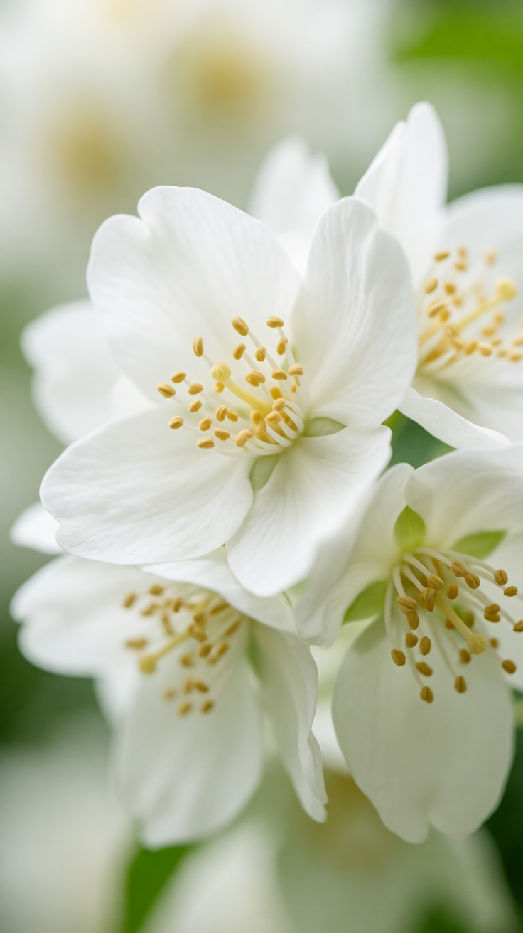 White jasmine flowers macro Wallpaper