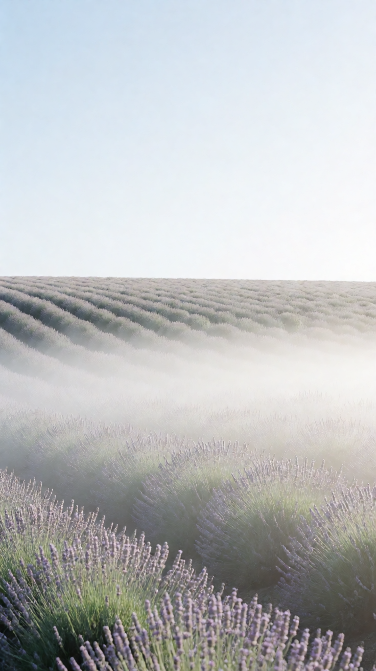 White lavender field mist morning Wallpaper