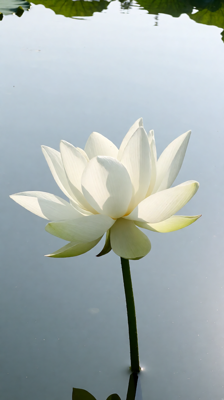 White lotus on still pond Wallpaper