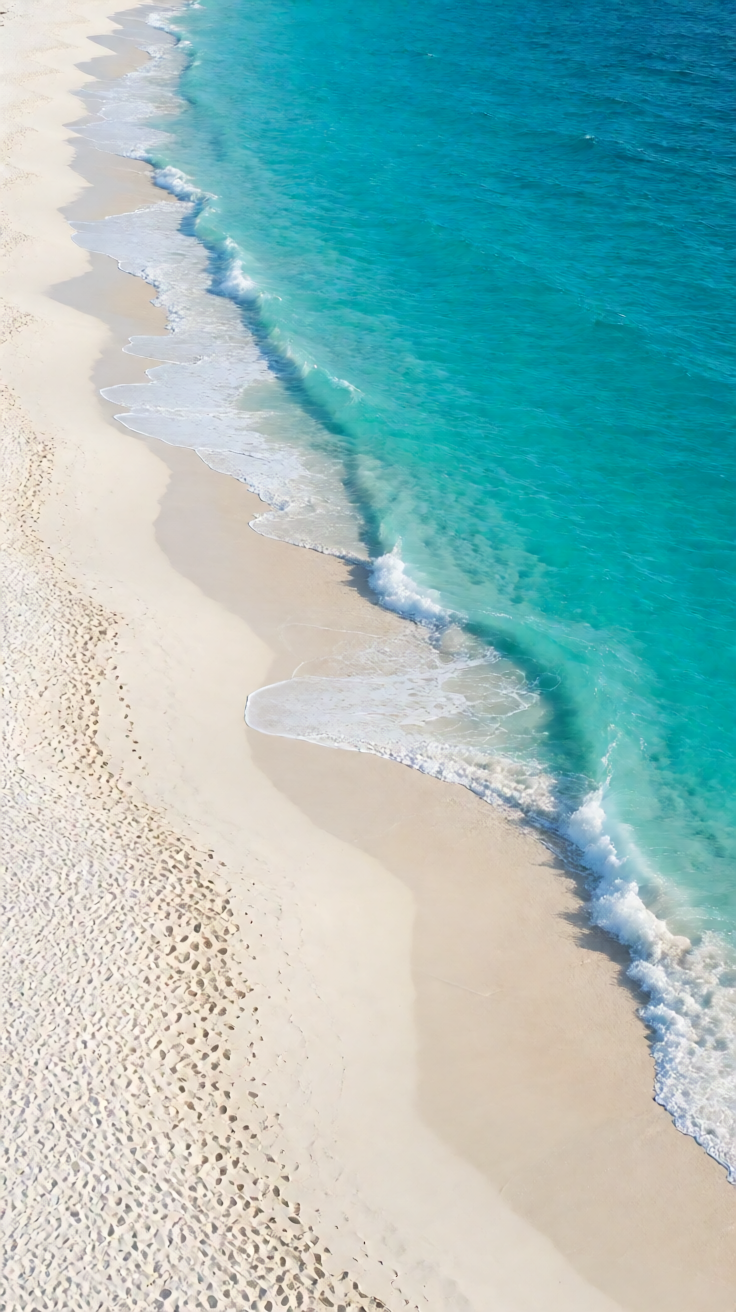 White sand beach turquoise water aerial Wallpaper