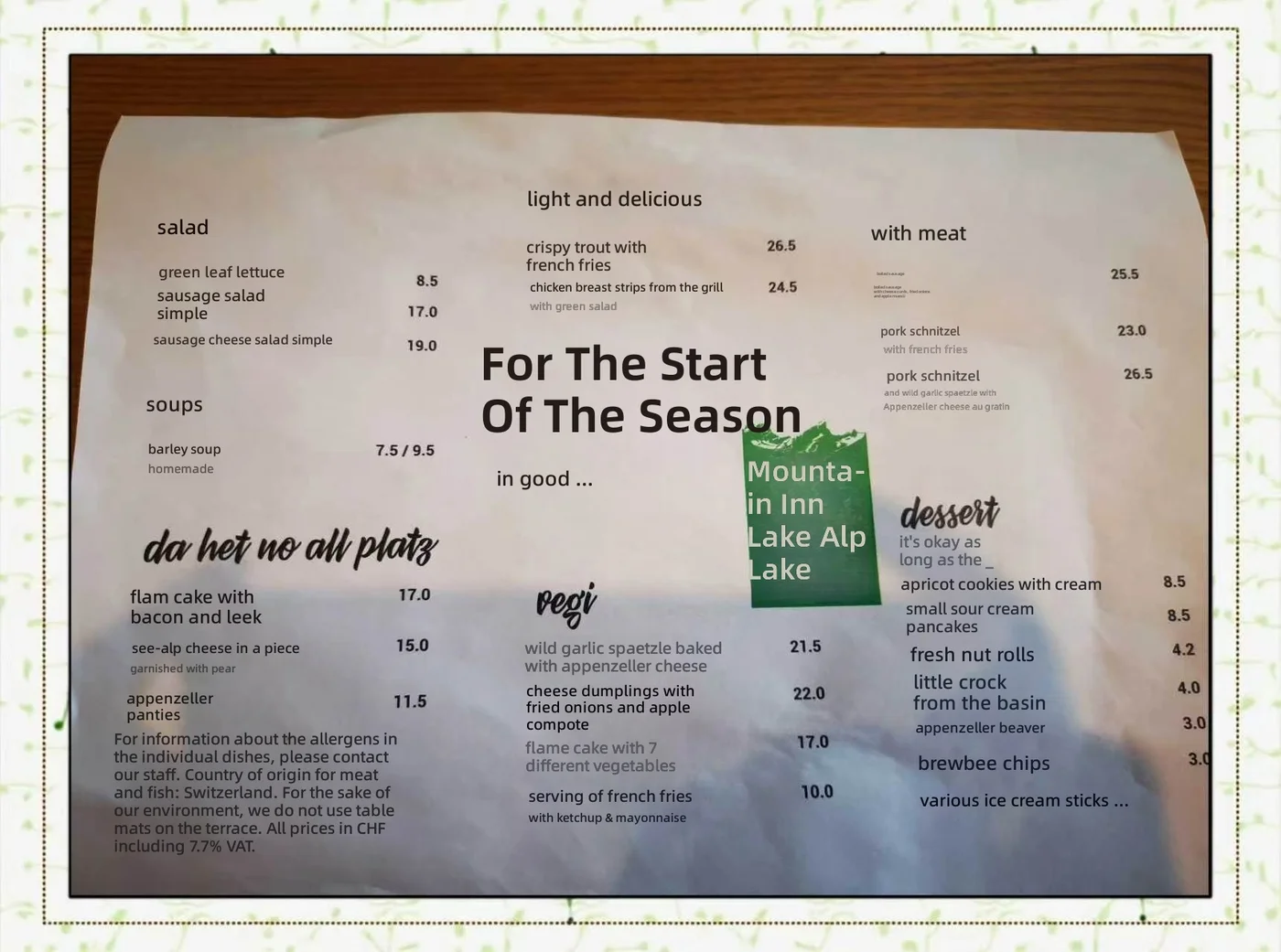 After - Menu translation from German to English