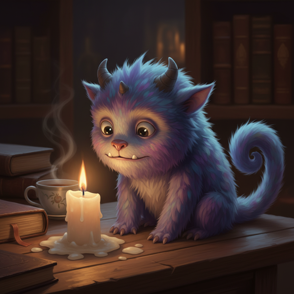 Cute monster character, vibrant colors, fantasy illustration style, expressive big eyes, playful and whimsical design